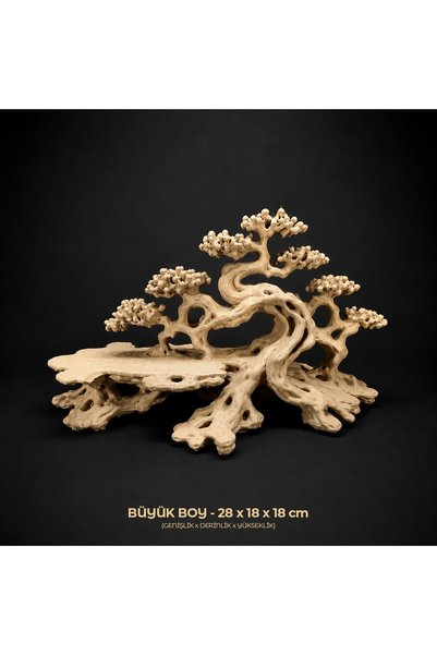 Bonsai Manzara Akvaryum Dekoru Mega Boy 3D Baskı Teraryum Vivaryum Aquascape Süsü 28 cm