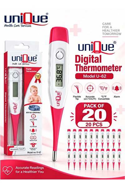 Unique Pack of 20 U-62 Flexible Tip Digital Body Thermometers with LCD Temper...