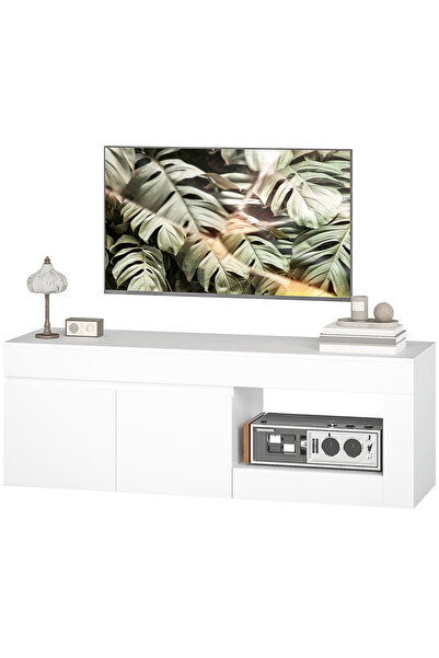 Generic Brand Comodă TV cu 2 uși și funcție soft-close, Alb, 140 x 40 x 48 cm