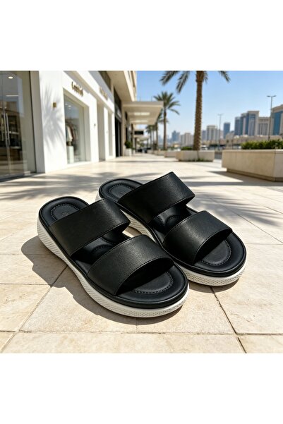 WUXIAO MALL Double Strap Platform Slide Sandals, 3cm Thick Sole Anti Slip Cas...