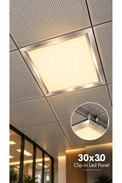 Dila’s home Clip-in 30x30 | 18 Watt Led Panel | Krom Çerçeve | Metal Asma Tav...