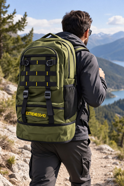 DODOMAR Geantă Mountaineer Kolonlu Khaki 60 L Rucsac de trekking pentru exter...
