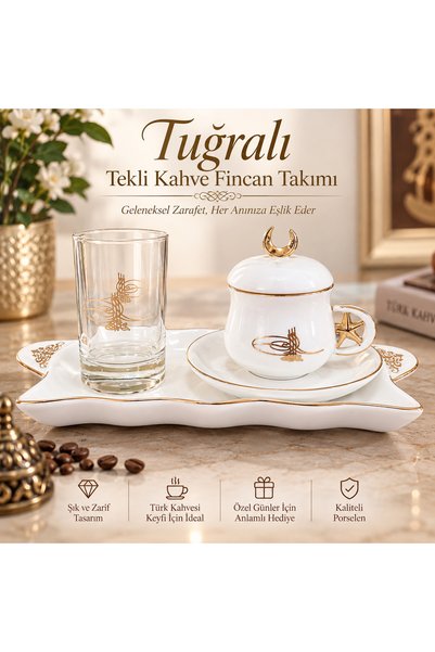 Genel Markalar Tuğralı Yaldızlı Porselen Fincan Takımı
