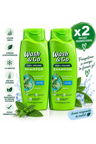 WASH&GO 2x 360 șampon men menthol