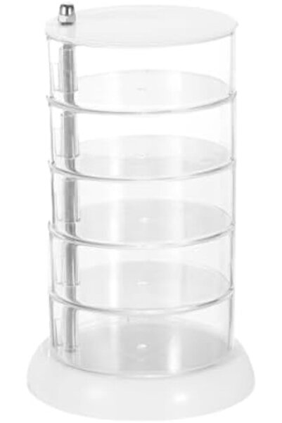 HASTHIP 360° Rotating Acrylic Organiser, 5-Tier Transparent Storage Drawer fo...