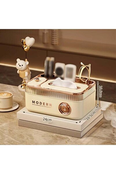 Arabest Light Luxury Tissue Box and Desktop Organizer,Cream Napkin Storage Bo...