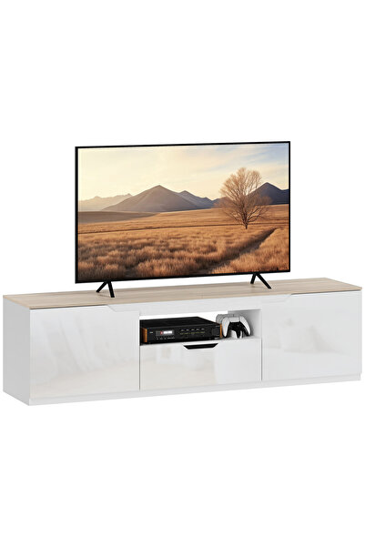 Generic Brand Comodă TV lucioasă pentru televizoare de până la 65 de inci, cu...