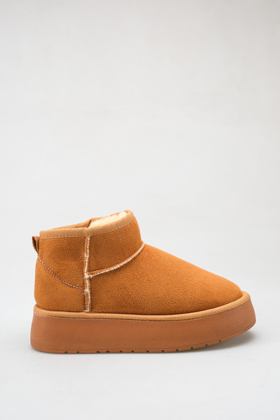 TOPUK Elva Tan Suede Women's Boots with Fur Inside and Thick Sole