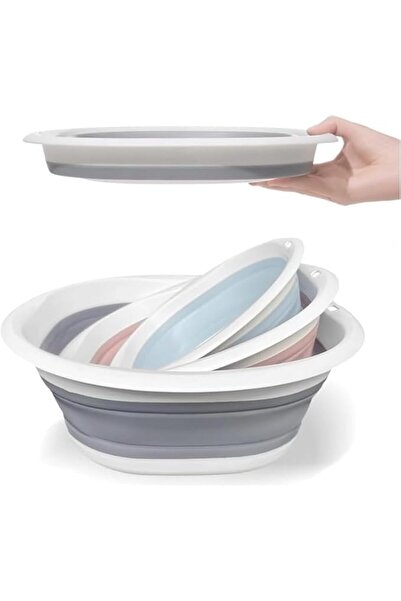 BRABIC 3Pcs Collapsible Tub Wash Basin, Portable Foldable Dish Tub, Space Sav...