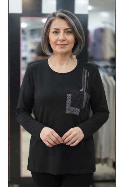 güncüoğlu New Season Front Printed Women's Knitted Blouse