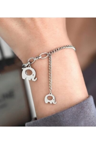 Lunarie Lucky Elephant Figured Bracelet – Silver Color Tarnish-Resistant Stee...