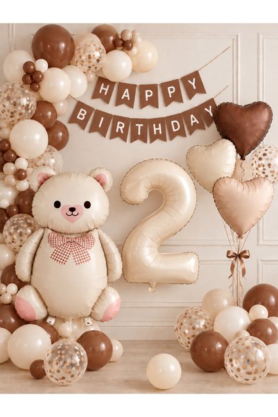 ALYA Party 2-Year-Old Teddy Bear Themed Birthday Balloon Set with Numbers 1-9...