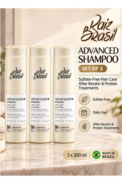 RAIZ BRAZIL Pack of 3 – Raiz Brasil Advanced Sulfate-Free Shampoo for Daily H...