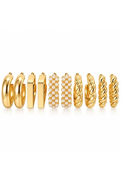 REDz Accessories Σετ 5 ζευγαριών γυναικείων σκουλαρικιών, σε χοντρό σχέδιο Hu...