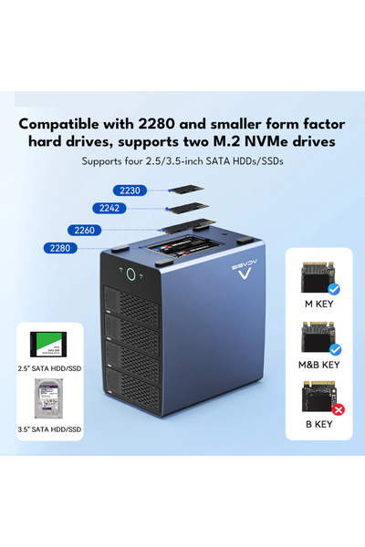 Acasis EC1004 40Gbps 4x HDD 2x M.2 NVMe 136TB 8K DisplayPort Fanlı Disk İstasyonu