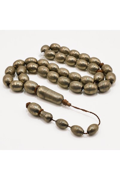 Generic Brand Pyrite Rosary with Sycamore Wood – 33 Beads, 12.5–16mm Oval Tas...