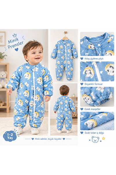 tinymini.co KIZ ERKEK BEBEK ÇOCUK KALIN ELYAF DOLGULU PANDA DESENLİ UYKU TULUMU