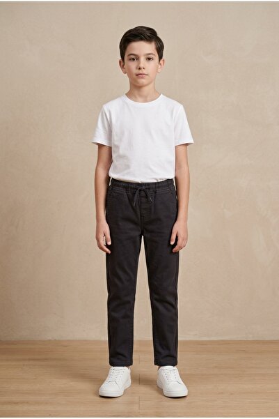 OEM Pantaloni sport-casual pentru baieti din bumbac, croiala conica, talie el...