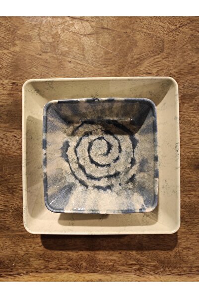 Kütahya Porselen 19 cm and 13 cm 2-Piece Square Snack and Chip Plate Set