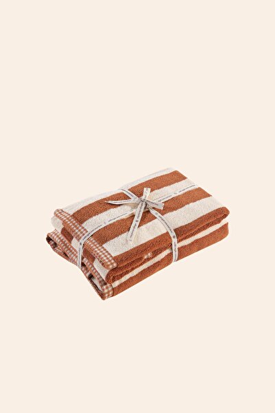 İrya In Lines Yarn Dyed Towel 50X90+80X150 cm Cream Caramel
