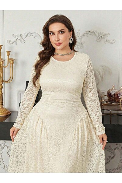 Sheya Rochie maxi, crem - 1XL