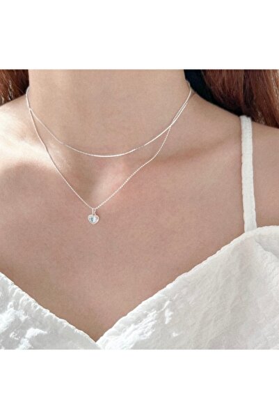 Lunarie Xuping Top Chain Opal Heart Necklace – Silver Color Tarnish Resistant...