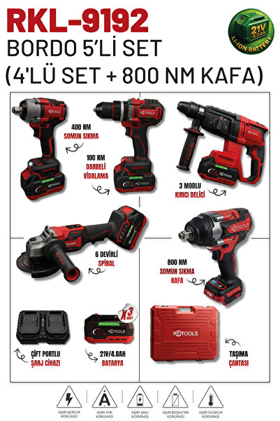RETOOLS 5'Lİ SET (4'LÜ SET(100 NM) + 800 NM BORDO KAFA)