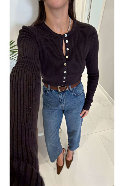 BİRCANÇİL Dlvin Boles Dark Brown Buttoned Knitwear