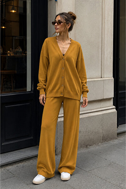 ÇILDIR ÖRME Women's Knitwear Buttoned Double Set