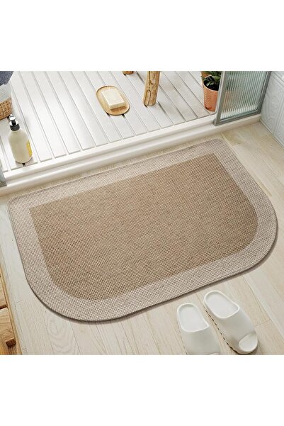 SYOSI Half Circle Bath Mat 16x24 Inch, Non Slip Thin Bathroom Rug Fits Under ...