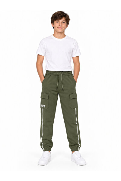 Mışıl Kids Misil 22409-26 Boys' Cargo Jogger Pants 2 Thread Striped Detail El...