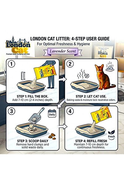 GENERIG London Cat Lavender Premium Super Clumping Cat Litter 17 KG / 20 L – High Absorption, Baking Soda Odor Control, 99% Dust-Free, Moisture Lock