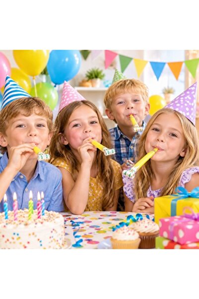 PARTY GO Σετ τρομπέτες για πάρτι, 10 τεμάχια, πολύχρωμα πνευστά όργανα με σχέ...