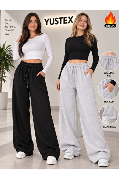 yx yustex sport Χειμερινό γυναικείο σετ φούτερ 2 τεμαχίων (μαύρο και γκρι) με...