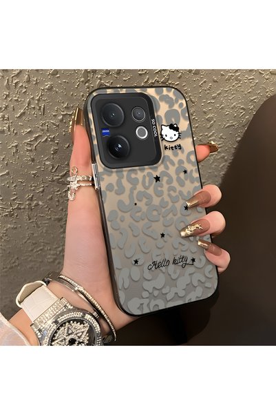 CHICASELUX حافظة هاتف متوافقة مع هاتف Vivo V60 باللون الرمادي بنمط الفهد، وطب...