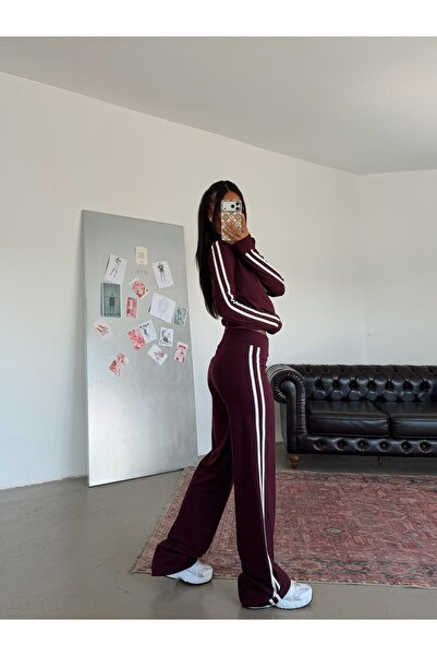 myd Modal Suit with Side Stripes - Plum