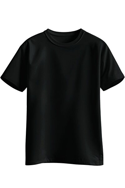 Karmadia Store Basic Kids and Youth Black Cotton Crew Neck Unisex T-Shirt