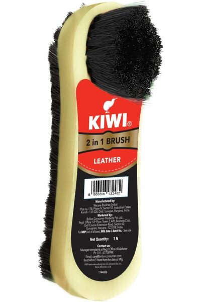 Kiwi فرشاة 2 في 1 للجلد - تمنح اللمعان الفوري للأحذية - تلميع وصقل سطح الجلد