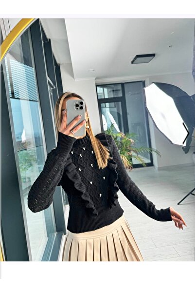 Mintaş Ruffled Knit Sweater with Stones