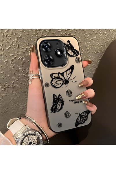 CHICASELUX Tecno Spark 10 Pro Compatible Plain Feel Case, Line Butterfly Dais...