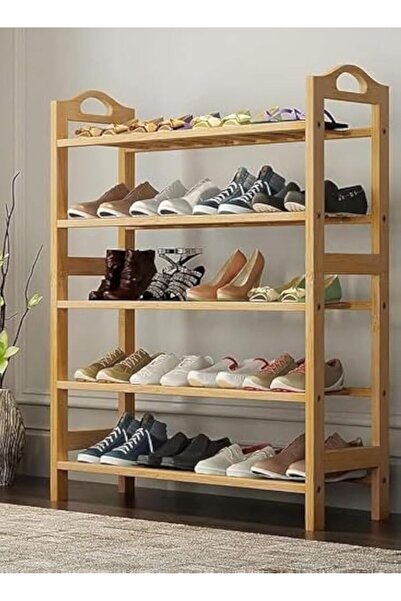 GENERAL Maver Housewares 5-Tier Natural Bamboo Shoe Organizer for Home Appliance