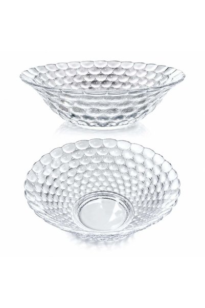 JML Bol din Sticlă 17.5x5cm, Model Cristal 6/set, cu Textură Bule, Transparent