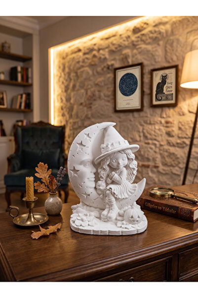 Kız Figürlü Taş Tozu Tütsülük / Buhurdanlık - Bohem Dekoratif El Yapımı - Ham Beyaz - Boyanabilir - 16 cm