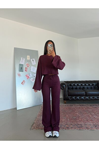 myd Crew Neck Pleated Suit - Plum