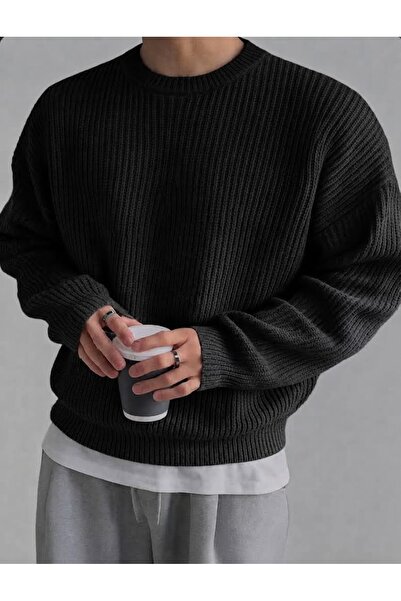 zs zaos fashion Men's Oversized Crew Neck Knitwear Sweater 0 Collar Comfortab...