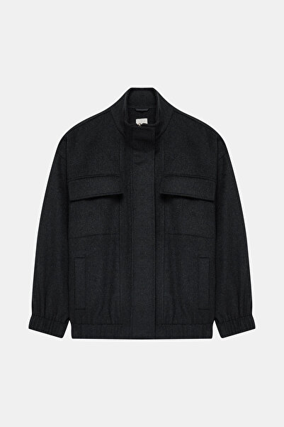 W Collection ANTRASİT KISA YÜN BOMBER