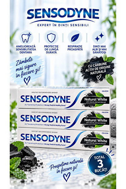 Sensodyne Συσκευασία 3 τεμαχίων οδοντόκρεμας ενεργού άνθρακα 75 ml