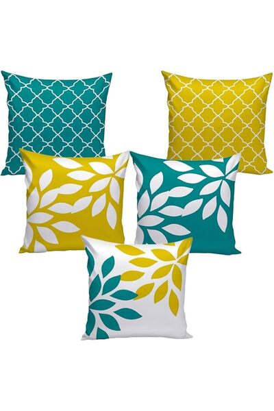 AEROHAVEN Set Of 5 Multi Colored Decorative Throw Hand Made Velvet Cushion Co...
