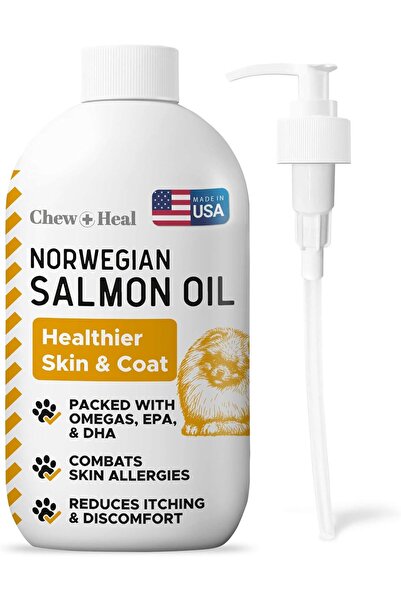 Chew + Heal Labs Salmon Oil for Dogs and Cats, 32 oz - Omega-Rich Supplement ...