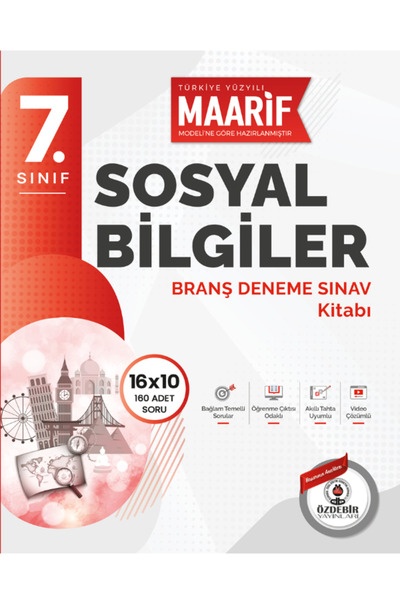 ÖZDEBİR YAYINEVİ 7.Sınıf Sosyal Bilgiler 16X10 Branş Deneme (Maarif Modeli'ne...